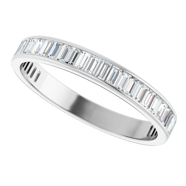 10K Gold Straight Baguette Natural Diamond Channel-Set Anniversary Band – 1 1/3 CTW - White Gold - view 5