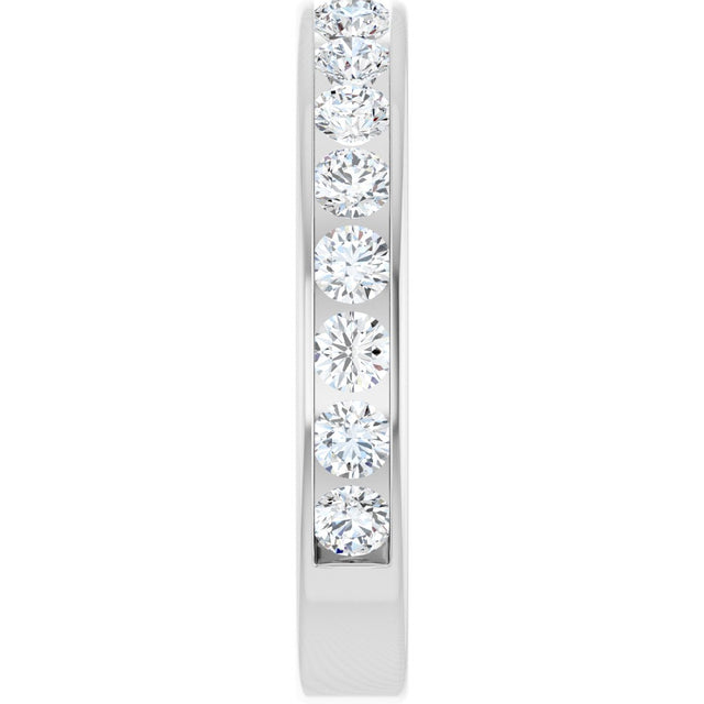 14K Gold Round Natural Diamond Channel-Set Anniversary Band – 2.5 mm Stones - White Gold - view 4