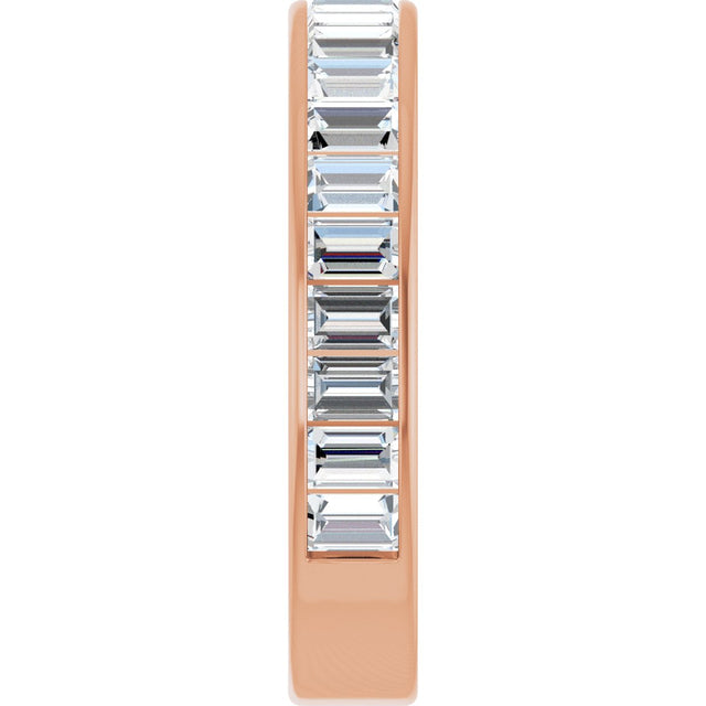 14K Gold Straight Baguette Natural Diamond Channel-Set Anniversary Band – 3x2 mm Stones - Rose Gold - view 4