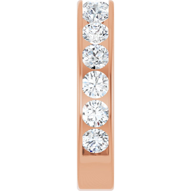 14K Gold Round Natural Diamond Channel-Set Anniversary Band – 3 mm Stones - Rose Gold - view 4