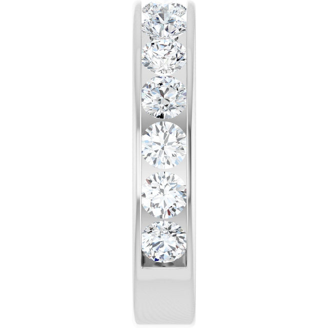 14K Gold Round Natural Diamond Channel-Set Anniversary Band – 3 mm Stones - White Gold - view 4