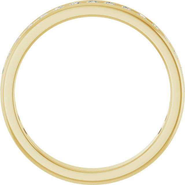 14K Gold Round Natural Diamond Channel-Set Anniversary Band – 1.5 mm Stones - Yellow Gold - view 2