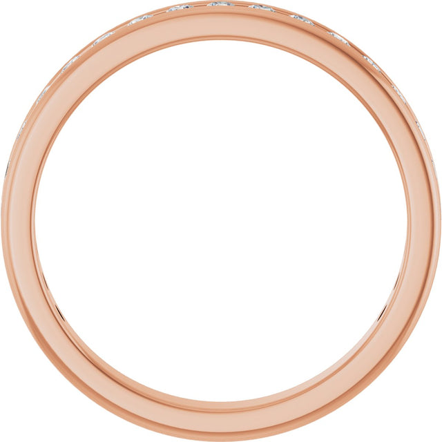 14K Gold Round Natural Diamond Channel-Set Anniversary Band – 1.5 mm Stones - Rose Gold - view 2
