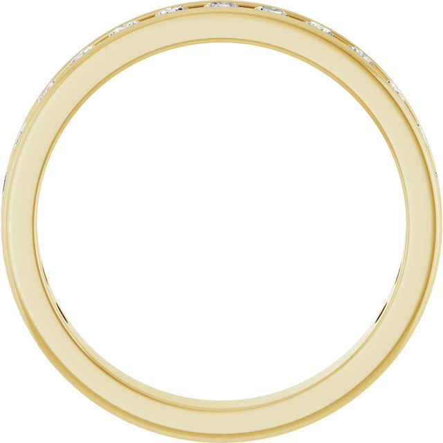 14K Gold Round Natural Diamond Channel-Set Anniversary Band – 2.25 mm Stones - Yellow Gold - view 2
