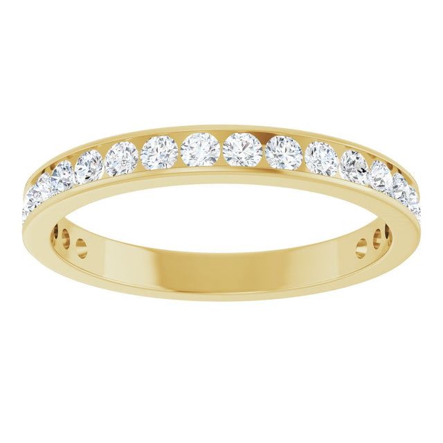 14K Gold Round Natural Diamond Channel-Set Anniversary Band – 3 mm Stones (1 7/8–2 CTW) - Yellow Gold - view 3