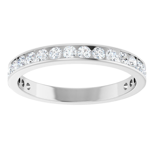 14K Gold Round Natural Diamond Channel-Set Anniversary Band – 3 mm Stones (1 7/8–2 CTW) - White Gold - view 3