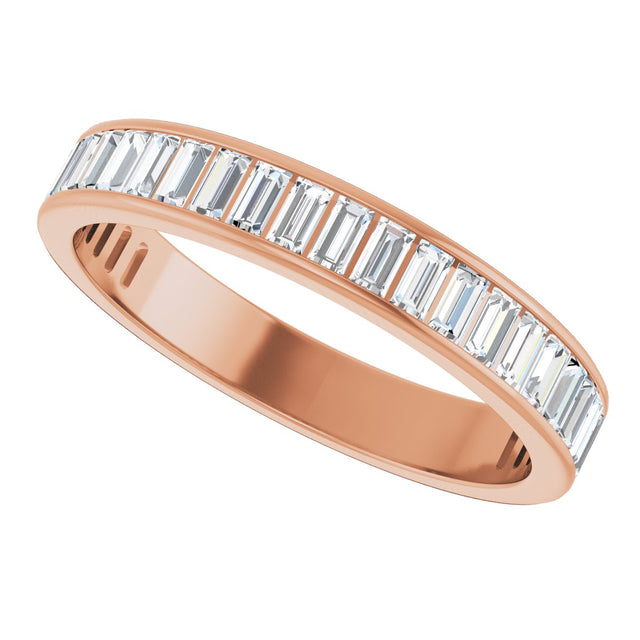 14K Gold Straight Baguette Lab-Grown Diamond Channel-Set Anniversary Band – 3x1.5 mm Stones - Rose Gold - view 5