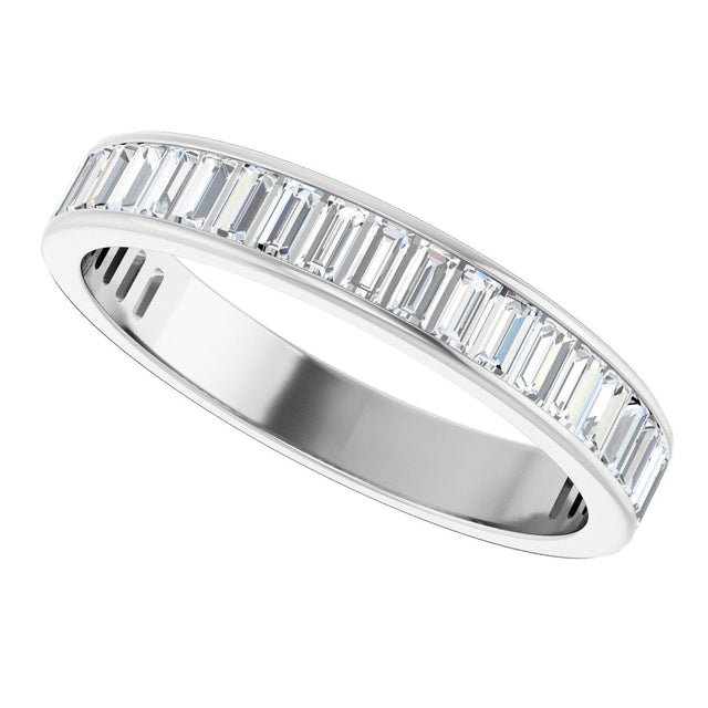 14K Gold Straight Baguette Natural Diamond Channel-Set Anniversary Band – 3x1.5 mm Stones - White Gold - view 5