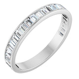 14K Gold Straight Baguette Lab-Grown Diamond Channel-Set Anniversary Band – 3x2 mm Stones - White Gold