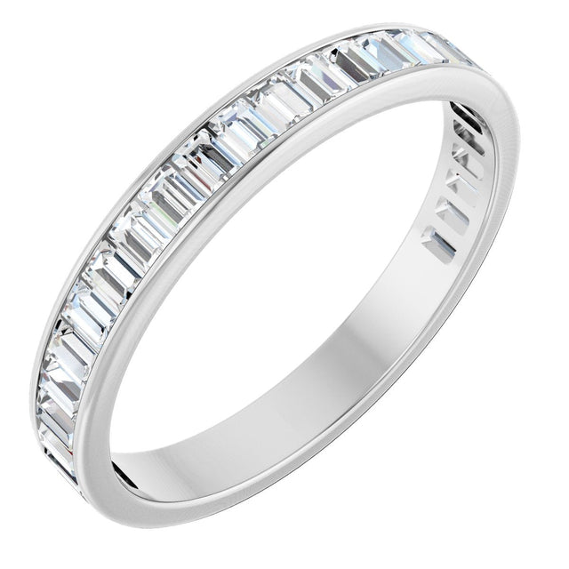 14K Gold Straight Baguette Lab-Grown Diamond Channel-Set Anniversary Band – 3x2 mm Stones - White Gold