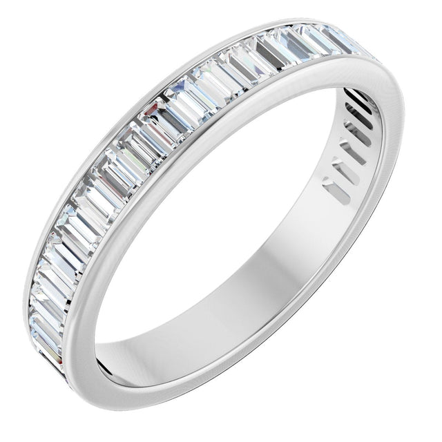 14K Gold Straight Baguette Lab-Grown Diamond Channel-Set Anniversary Band – 3x1.5 mm Stones - White Gold