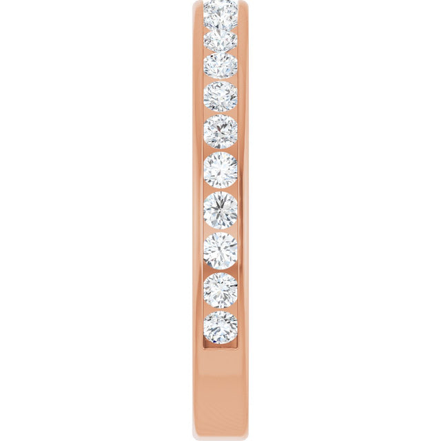 14K Gold Round Natural Diamond Channel-Set Anniversary Band – 2 mm Stones - Rose Gold - view 4