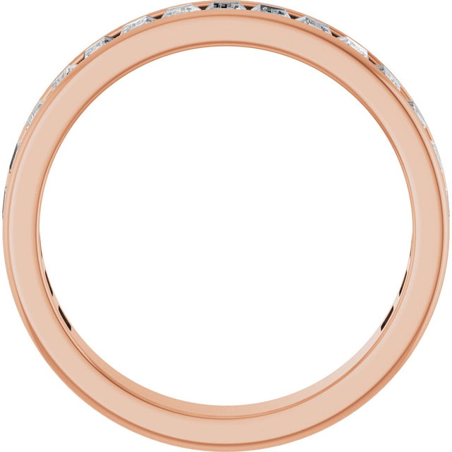 14K Gold Straight Baguette Lab-Grown Diamond Channel-Set Anniversary Band – 3x2 mm Stones - Rose Gold - view 2