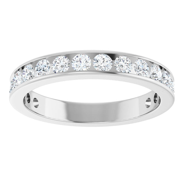 14K Gold Round Lab-Grown Diamond Channel-Set Anniversary Band – 3 mm Stones - White Gold - view 3