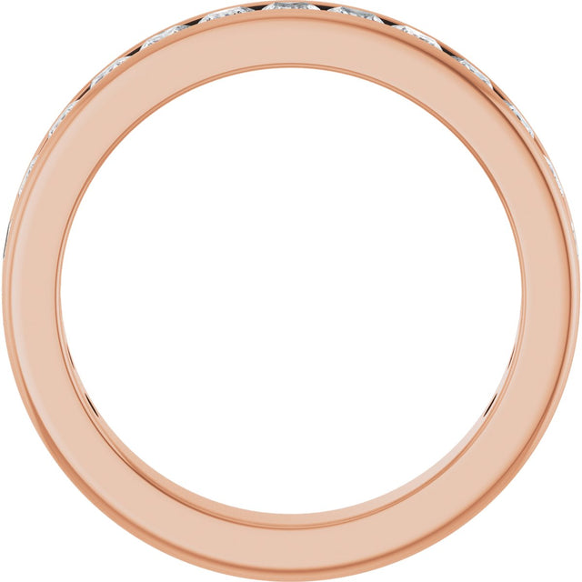 14K Gold Square Lab-Grown Diamond Channel-Set Anniversary Band – 2x2 mm Stones - Rose Gold - view 2