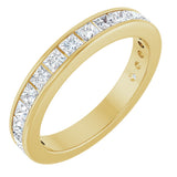14K Gold Square Lab-Grown Diamond Channel-Set Anniversary Band – 2x2 mm Stones - Yellow Gold