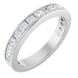 14K Gold Square Lab-Grown Diamond Channel-Set Anniversary Band – 2x2 mm Stones - White Gold