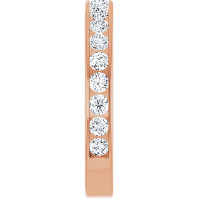 14K Gold Round Natural Diamond Channel-Set Anniversary Band – 2.5 mm Stones - Rose Gold - view 4