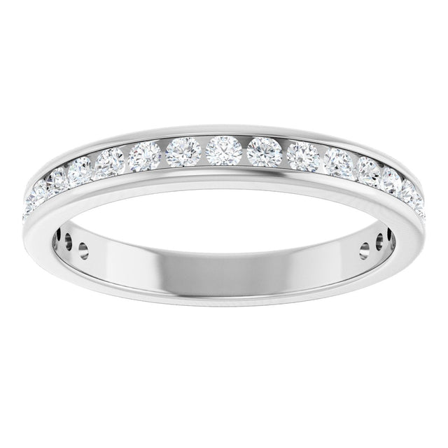 14K Gold Round Natural Diamond Channel-Set Anniversary Band – 1.5 mm Stones - White Gold - view 3