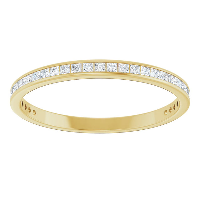 14K Gold Square Natural Diamond Channel-Set Anniversary Band – 1.75x1.75 mm Stones (1 1/5–1 1/4 CTW) - Yellow Gold - view 3