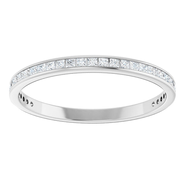 14K Gold Square Natural Diamond Channel-Set Anniversary Band – 1.75x1.75 mm Stones (1 1/5–1 1/4 CTW) - White Gold - view 3