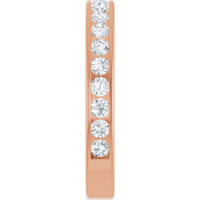 14K Gold Round Lab-Grown Diamond Channel-Set Anniversary Band – 2 mm Stones - Rose Gold - view 4