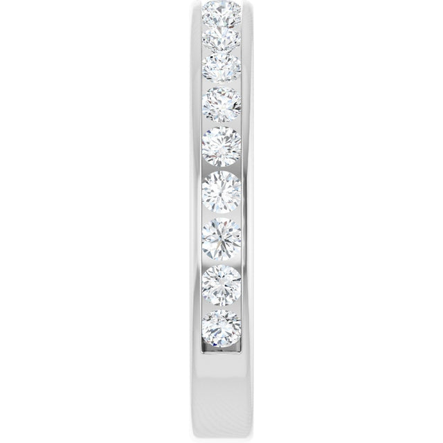 14K Gold Round Natural Diamond Channel-Set Anniversary Band – 2 mm Stones - White Gold - view 4