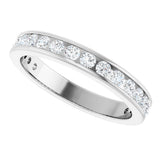 14K Gold Round Natural Diamond Channel-Set Anniversary Band – 2 mm Stones - White Gold - view 5