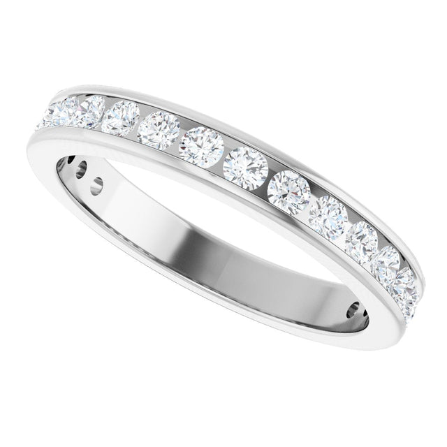 14K Gold Round Natural Diamond Channel-Set Anniversary Band – 2 mm Stones - White Gold - view 5