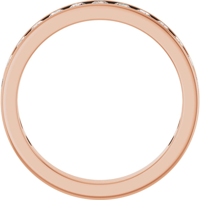 14K Gold Round Lab-Grown Diamond Channel-Set Anniversary Band – 3 mm Stones - Rose Gold - view 2