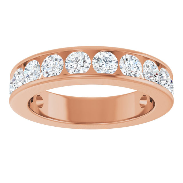 14K Gold Round Lab-Grown Diamond Channel-Set Anniversary Band – 3 mm Stones - Rose Gold - view 3