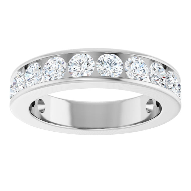 14K Gold Round Natural Diamond Channel-Set Anniversary Band – 3 mm Stones - White Gold - view 3