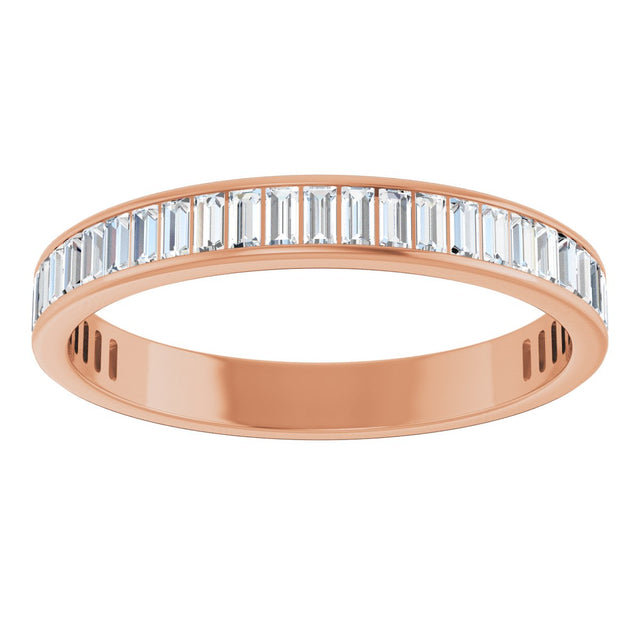 14K Gold Straight Baguette Lab-Grown Diamond Channel-Set Anniversary Band – 3x1.5 mm Stones - Rose Gold - view 3