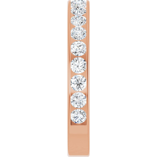14K Gold Round Natural Diamond Channel-Set Anniversary Band – 3 mm Stones - Rose Gold - view 4