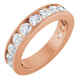 14K Gold Round Lab-Grown Diamond Channel-Set Anniversary Band – 3 mm Stones - Rose Gold