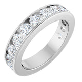 14K Gold Round Lab-Grown Diamond Channel-Set Anniversary Band – 3 mm Stones - White Gold