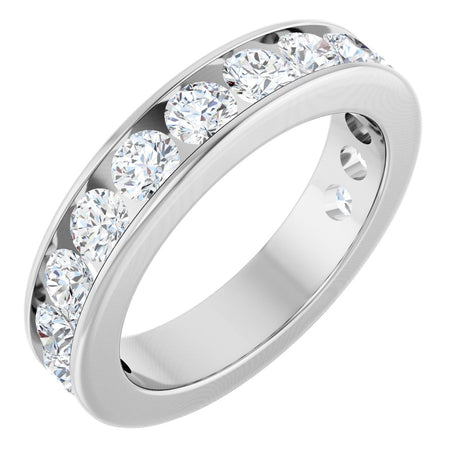 14K Gold Round Lab-Grown Diamond Channel-Set Anniversary Band – 3 mm Stones - White Gold