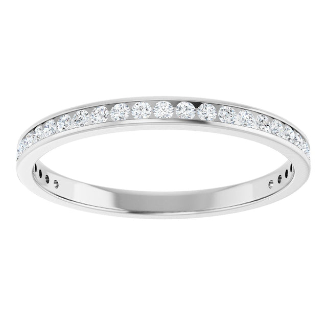 14K Gold Round Lab-Grown Diamond Channel-Set Anniversary Band – 2 mm Stones (7/8 CTW) - White Gold - view 3