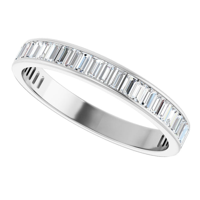 14K Gold Straight Baguette Lab-Grown Diamond Channel-Set Anniversary Band – 3x1.5 mm Stones - White Gold - view 5