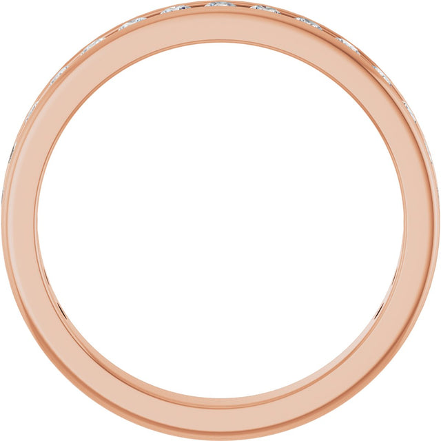 14K Gold Round Natural Diamond Channel-Set Anniversary Band – 2 mm Stones - Rose Gold - view 2