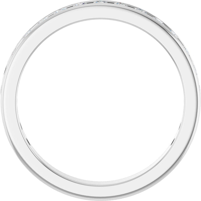 14K Gold Round Natural Diamond Channel-Set Anniversary Band – 2 mm Stones - White Gold - view 2