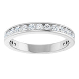 14K Gold Round Natural Diamond Channel-Set Anniversary Band – 2 mm Stones - White Gold - view 3