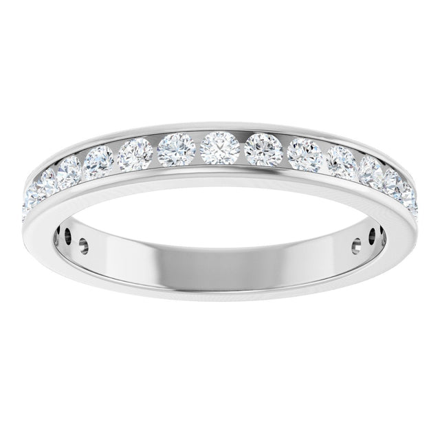 14K Gold Round Natural Diamond Channel-Set Anniversary Band – 2 mm Stones - White Gold - view 3