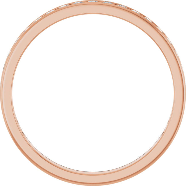 14K Gold Round Lab-Grown Diamond Channel-Set Anniversary Band – 2 mm Stones - Rose Gold - view 2