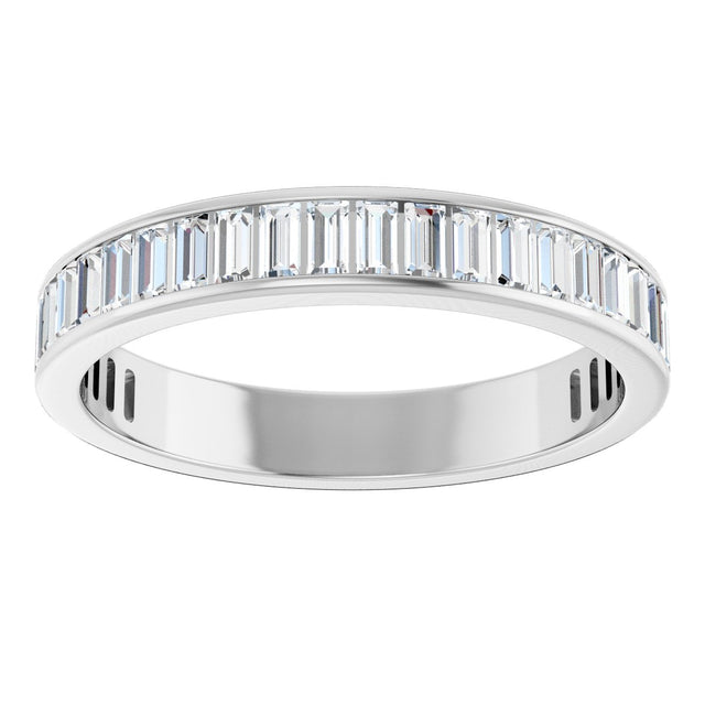 14K Gold Straight Baguette Lab-Grown Diamond Channel-Set Anniversary Band – 3x1.5 mm Stones - White Gold - view 3