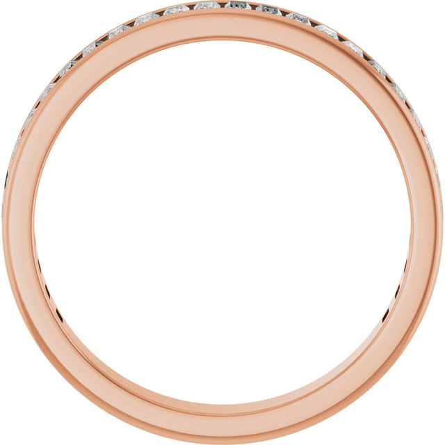 14K Gold Straight Baguette Natural Diamond Channel-Set Anniversary Band – 3x1.5 mm Stones - Rose Gold - view 2