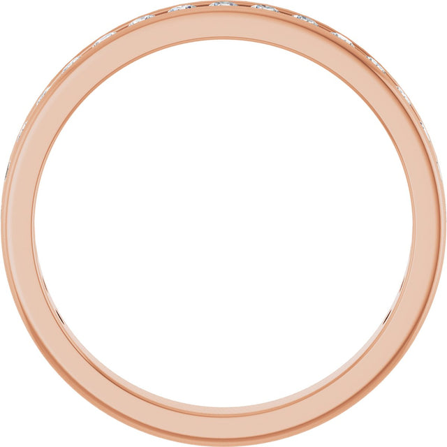 14K Gold Round Lab-Grown Diamond Channel-Set Anniversary Band – 2 mm Stones - Rose Gold - view 2