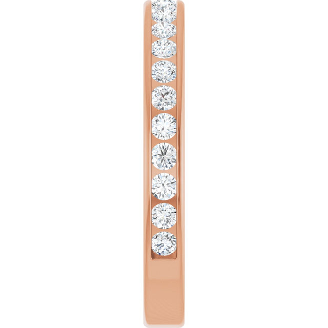14K Gold Round Lab-Grown Diamond Channel-Set Anniversary Band – 2 mm Stones - Rose Gold - view 4