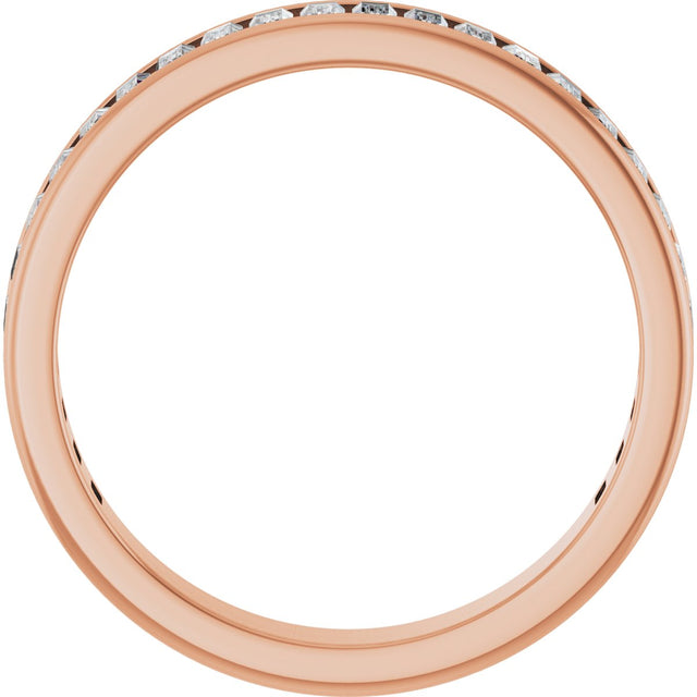 14K Gold Straight Baguette Lab-Grown Diamond Channel-Set Anniversary Band – 3x1.5 mm Stones - Rose Gold - view 2