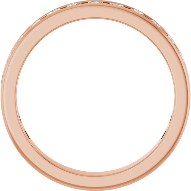 14K Gold Round Lab-Grown Diamond Channel-Set Anniversary Band – 2.5 mm Stones - Rose Gold - view 2
